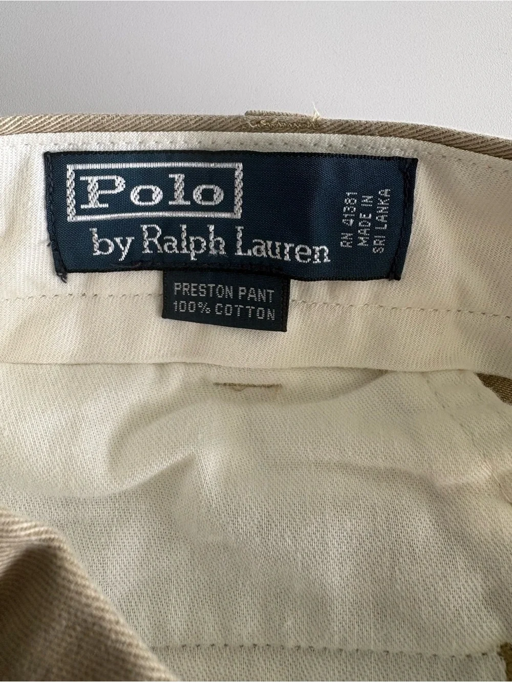 Polo Ralph Lauren Preston Men’s Chino Pants 36x30 Khaki Tan Classic Preppy